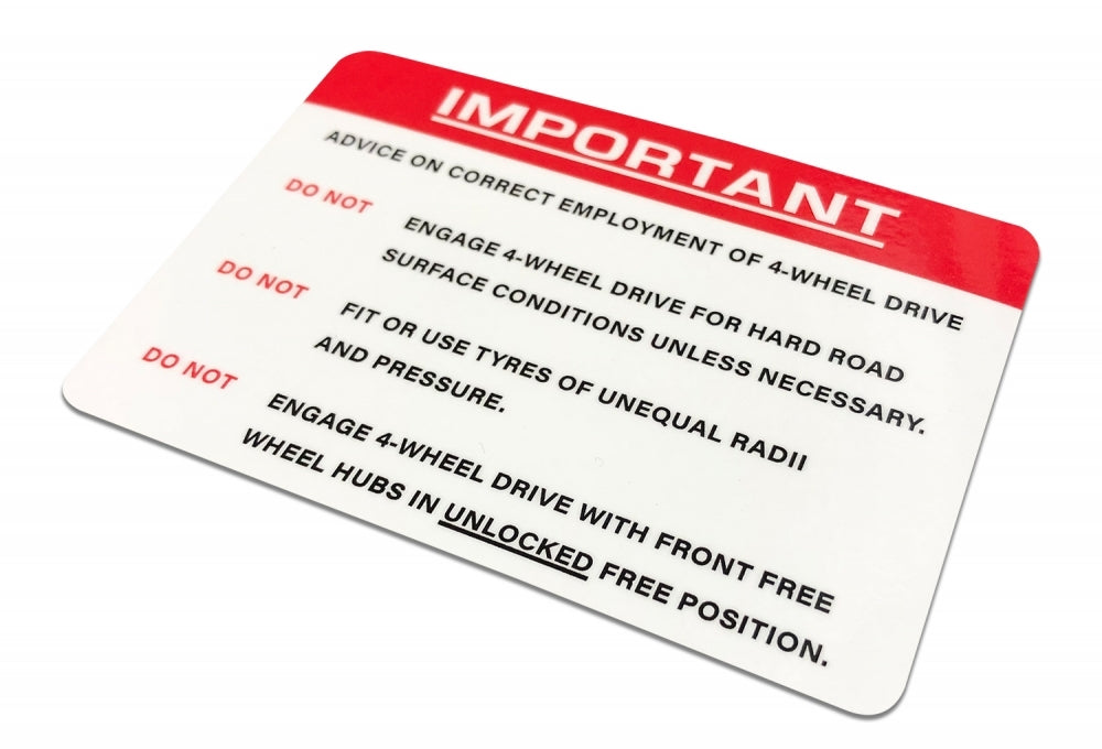 4WD EMPLOYMENT ADVICE DECAL : 60-SERIES LAND CRUISER