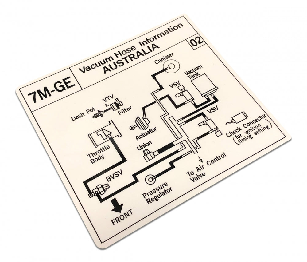 VACUUM HOSE INFORMATION DECAL : TOYOTA SUPRA MA70 (7M-GE) (AUSTRALIA)