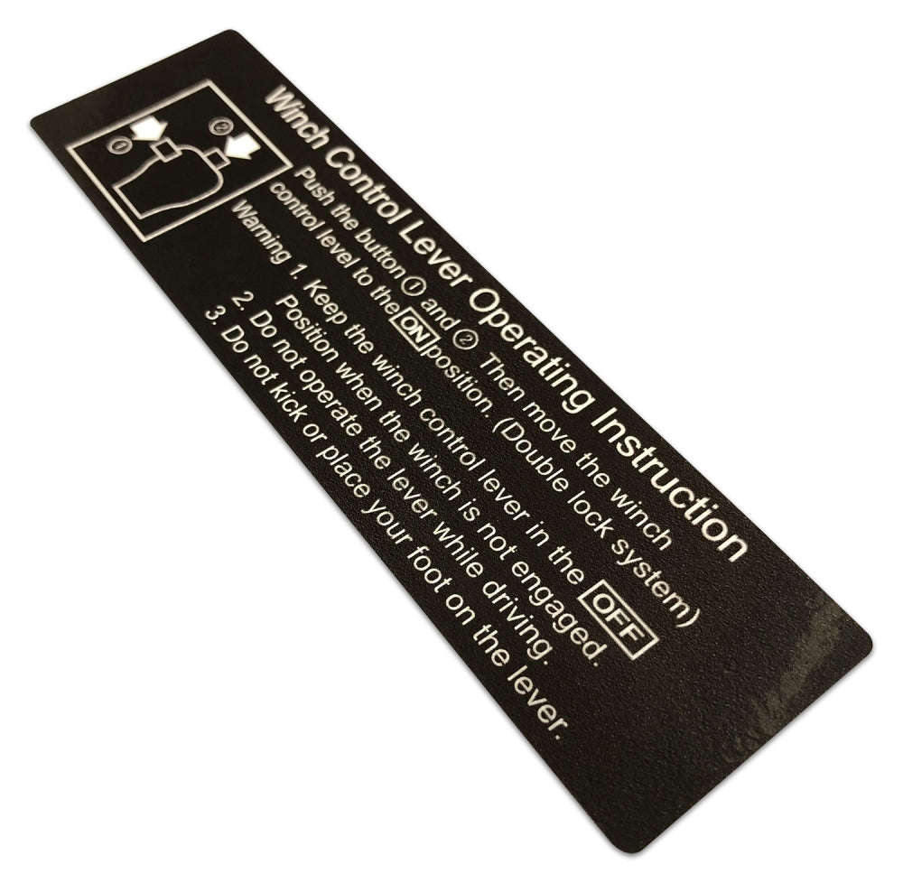 PTO WINCH LEVER OPERATING INSTRUCTION DECAL : 60/70-SERIES LAND CRUISER