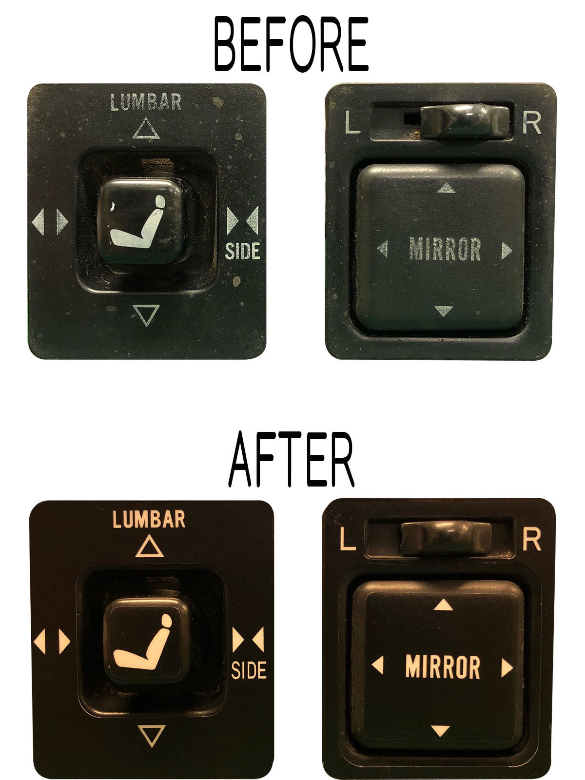 SIDE MIRROR / LUMBAR CONTROLS OVERLAY SET : TOYOTA SUPRA (A70) (W' POWER FOLDING MIRRORS)