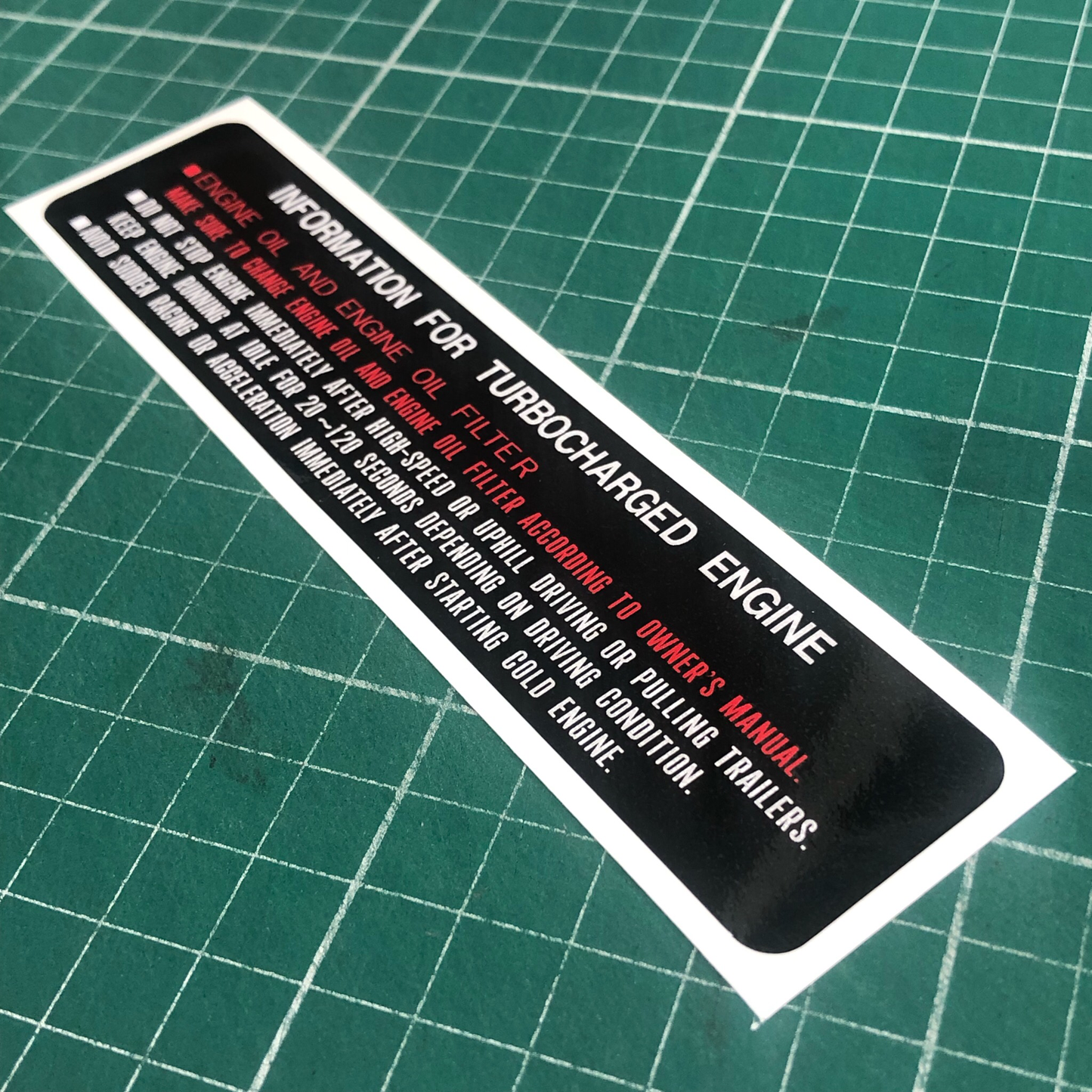 TURBOCHARGER INFORMATION DECAL : 70/80-SERIES LANDCRUISER
