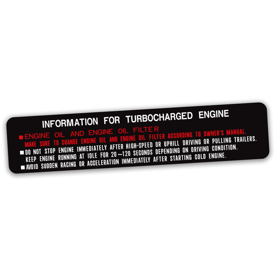 TURBOCHARGER INFORMATION DECAL : 70/80-SERIES LANDCRUISER