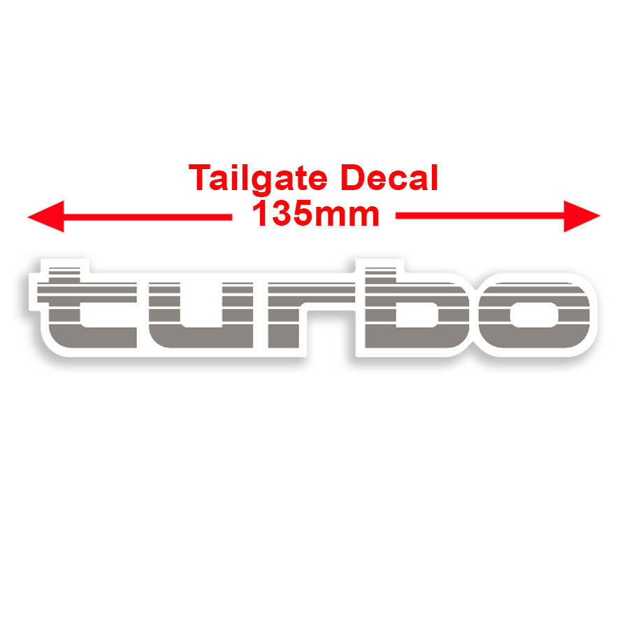 TAILGATE TURBO DECAL : 80-SERIES TOYOTA LAND CRUISER (LIGHT SILVER)