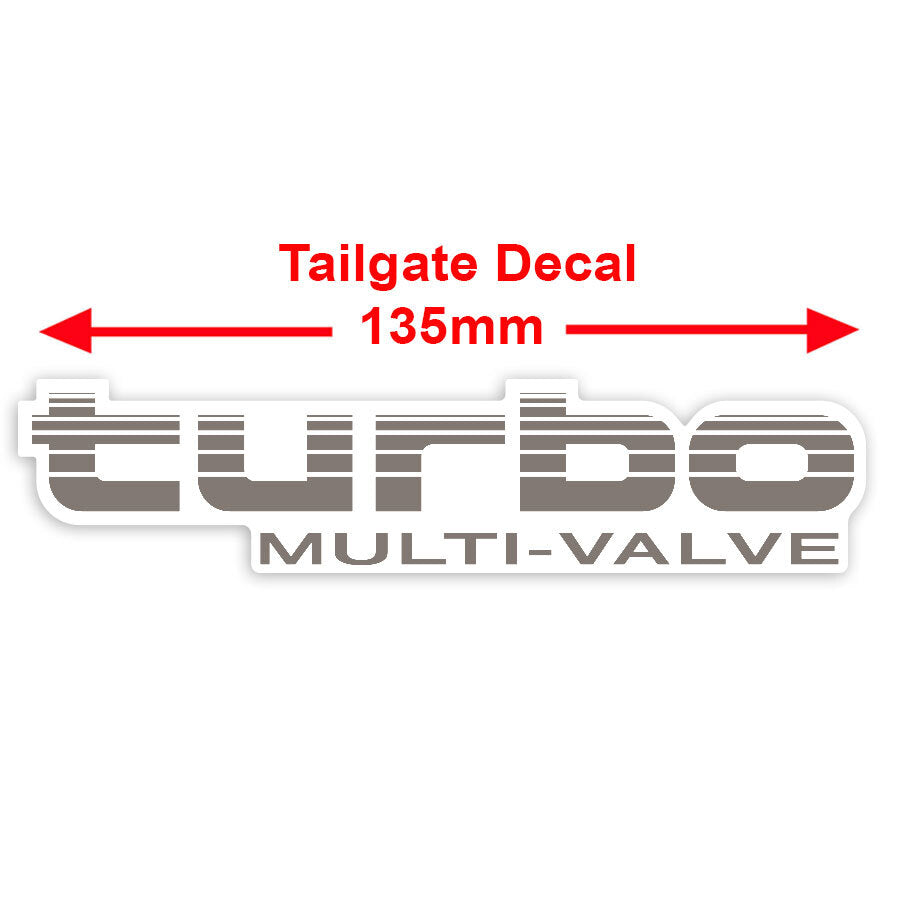 TURBO MULTI-VALVE TAILGATE DECAL : 80-SERIES TOYOTA LAND CRUISER (LIGHT SILVER)