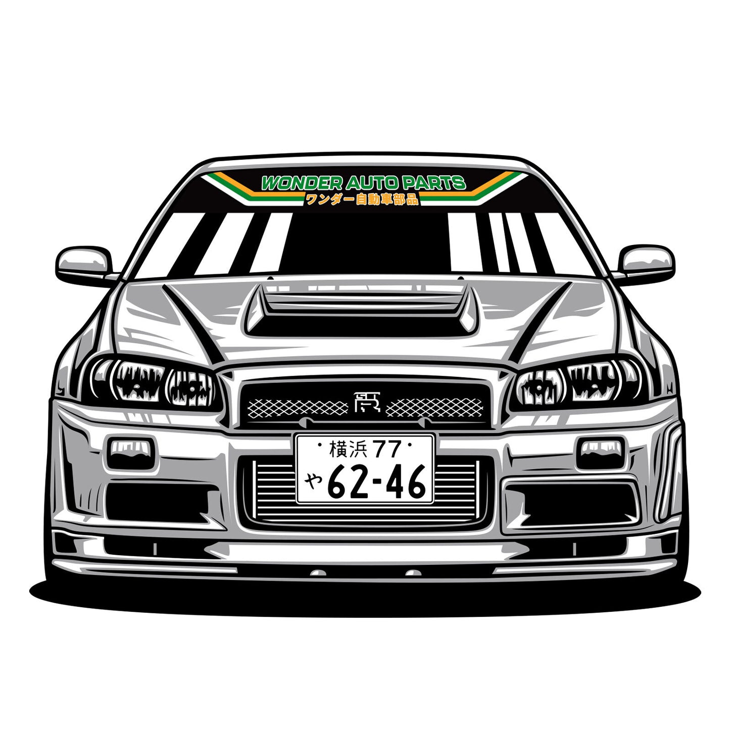 WONDER AUTO PARTS BLACK UNIVERSAL WINDSCREEN BANNER