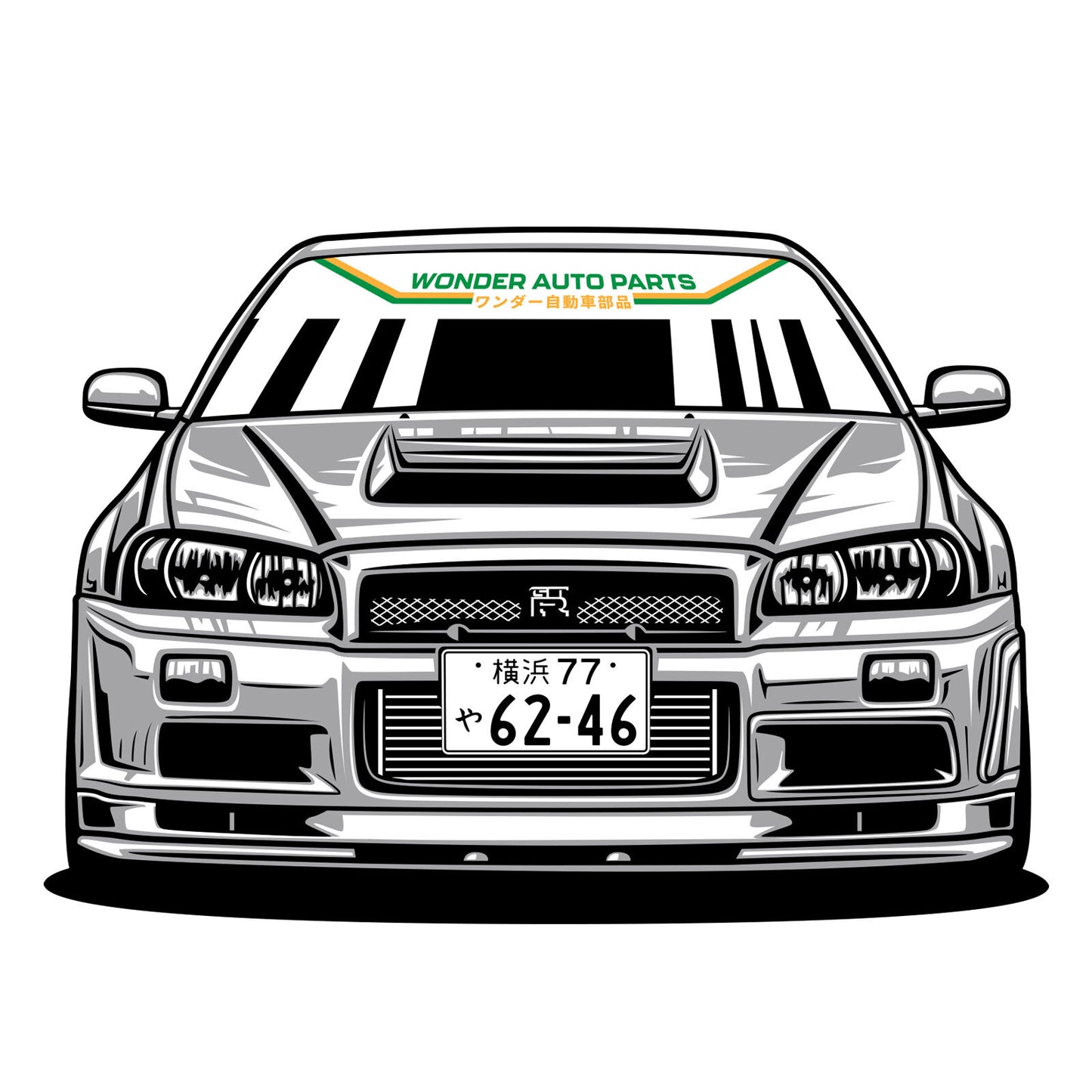 WONDER AUTO PARTS WHITE UNIVERSAL WINDSCREEN BANNER