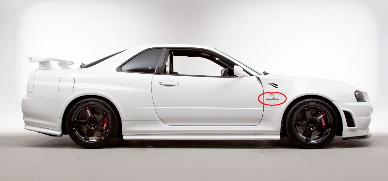 OMORI FACTORY FENDER DECAL : NISSAN SKYINE R34 (150mm)