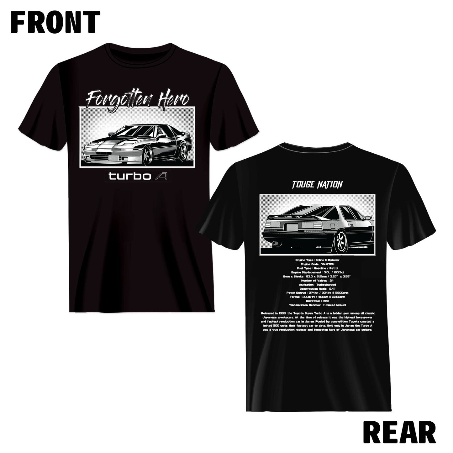 FORGOTTEN HERO SERIES T-SHIRT : TOYOTA SUPRA MK3 (TURBO A)