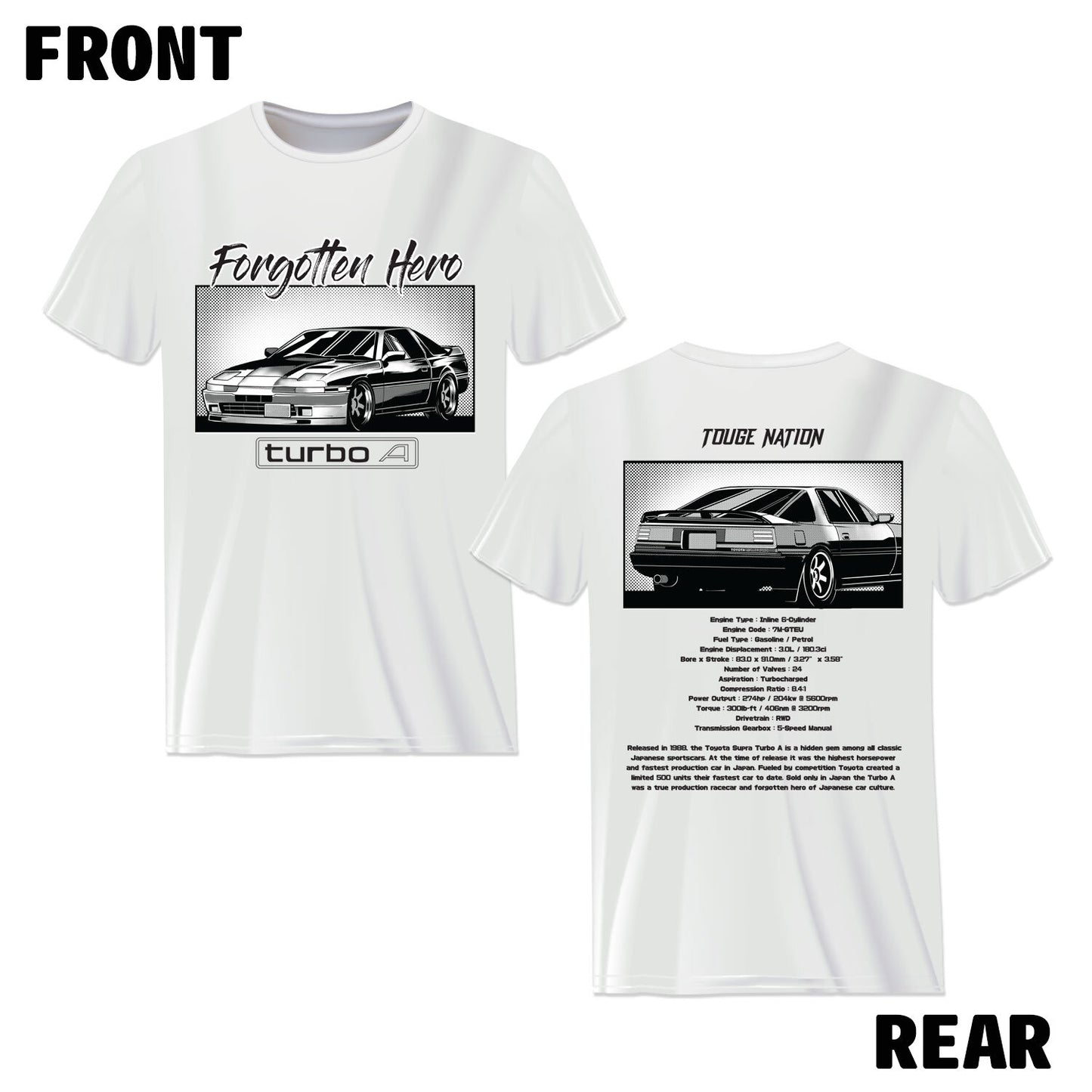 FORGOTTEN HERO SERIES T-SHIRT : TOYOTA SUPRA MK3 (TURBO A)