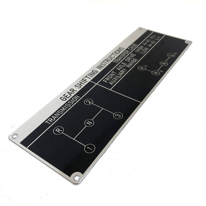 GEAR SHIFTING INSTRUCTIONS PLACARD : 40-SERIES LAND CRUISER (3-SPEED)