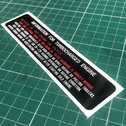 TURBOCHARGER INFORMATION DECAL : 70/80-SERIES LANDCRUISER