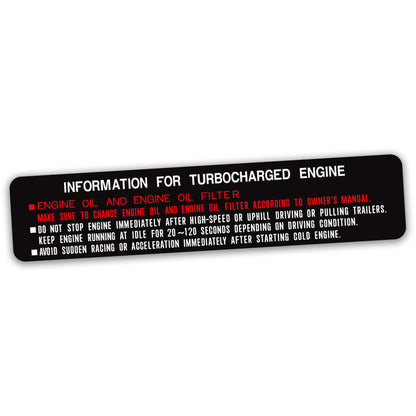 TURBOCHARGER INFORMATION DECAL : 70/80-SERIES LANDCRUISER