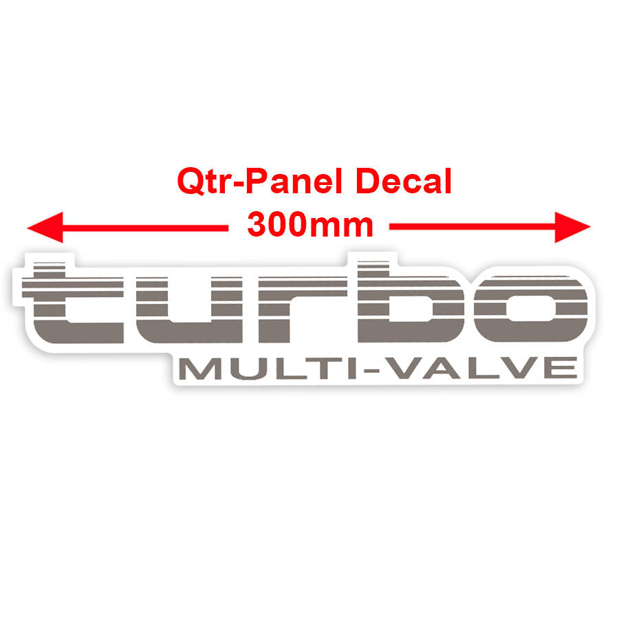 TURBO MULTI-VALVE QTR-PANEL DECAL : 80-SERIES TOYOTA LAND CRUISER (LIGHT SILVER)