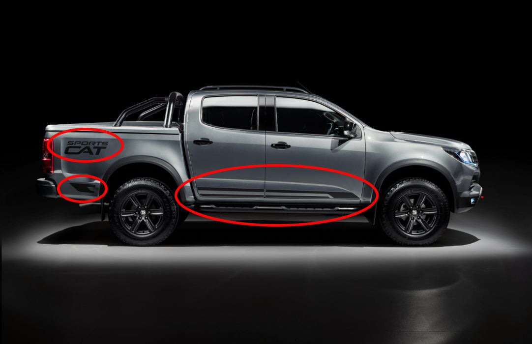 REPRODUCTION SPORTS CAT BODY STRIPE KIT : HOLDEN COLORADO (2012-2019)