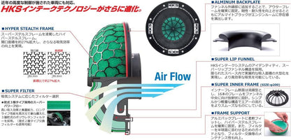 HKS Super Power Flow Dry 3-Layer 150mm Universal Air Filter 70mm Inlet