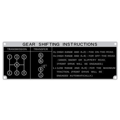 GEAR SHIFTING INSTRUCTIONS PLACARD : 40-SERIES LAND CRUISER (5-SPEED) (HF1A TRANSFER)