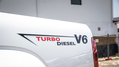 VOLKSWAGEN AMAROK REAR OF TUB DECAL SET : TURBO DIESEL V6