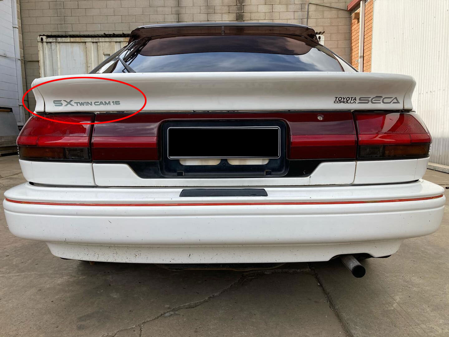 SX TWIN CAM REAR SPOILER DECAL : TOYOTA COROLLA SECA (AE93)