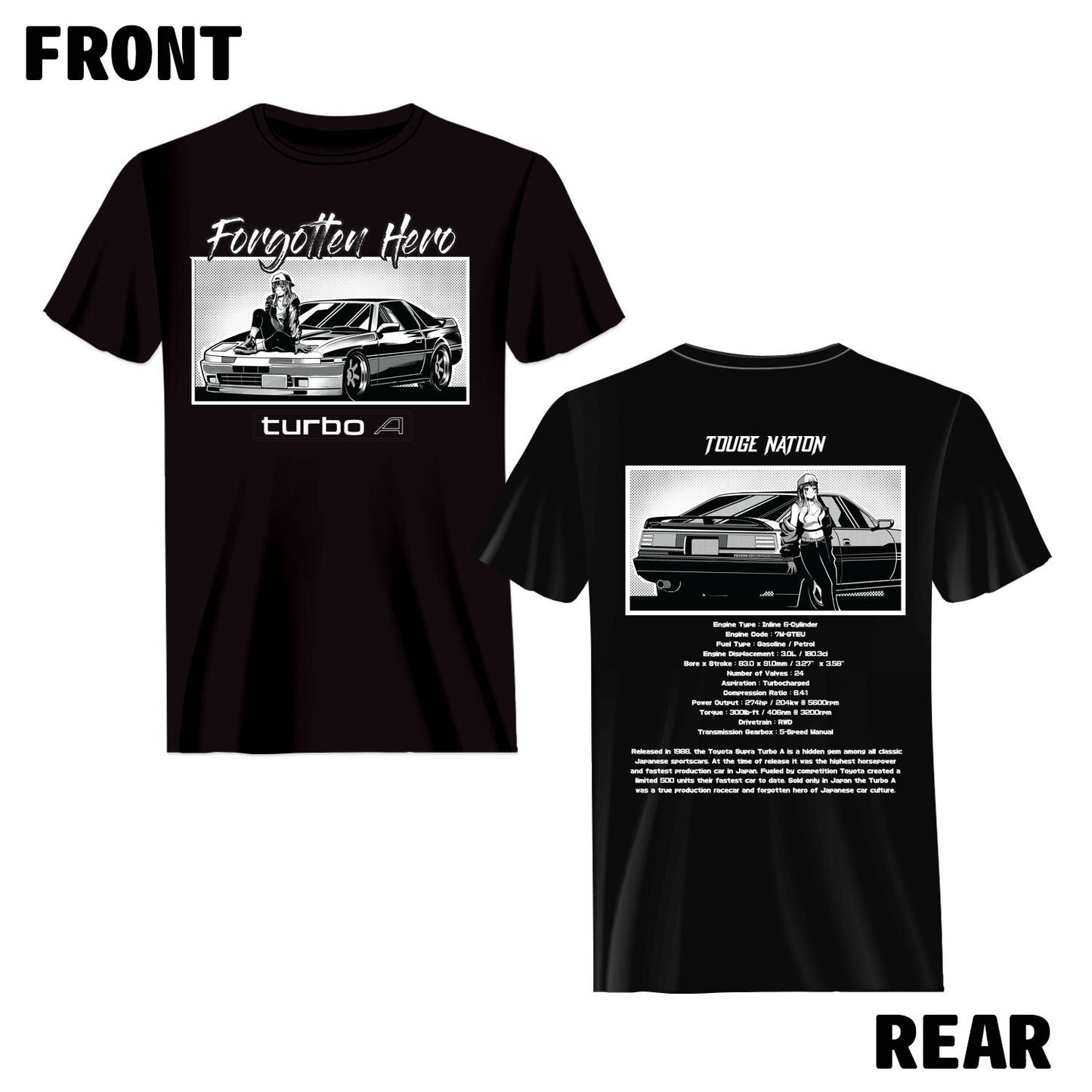 FORGOTTEN HERO SERIES T-SHIRT : TOYOTA SUPRA MK3 (TURBO A)