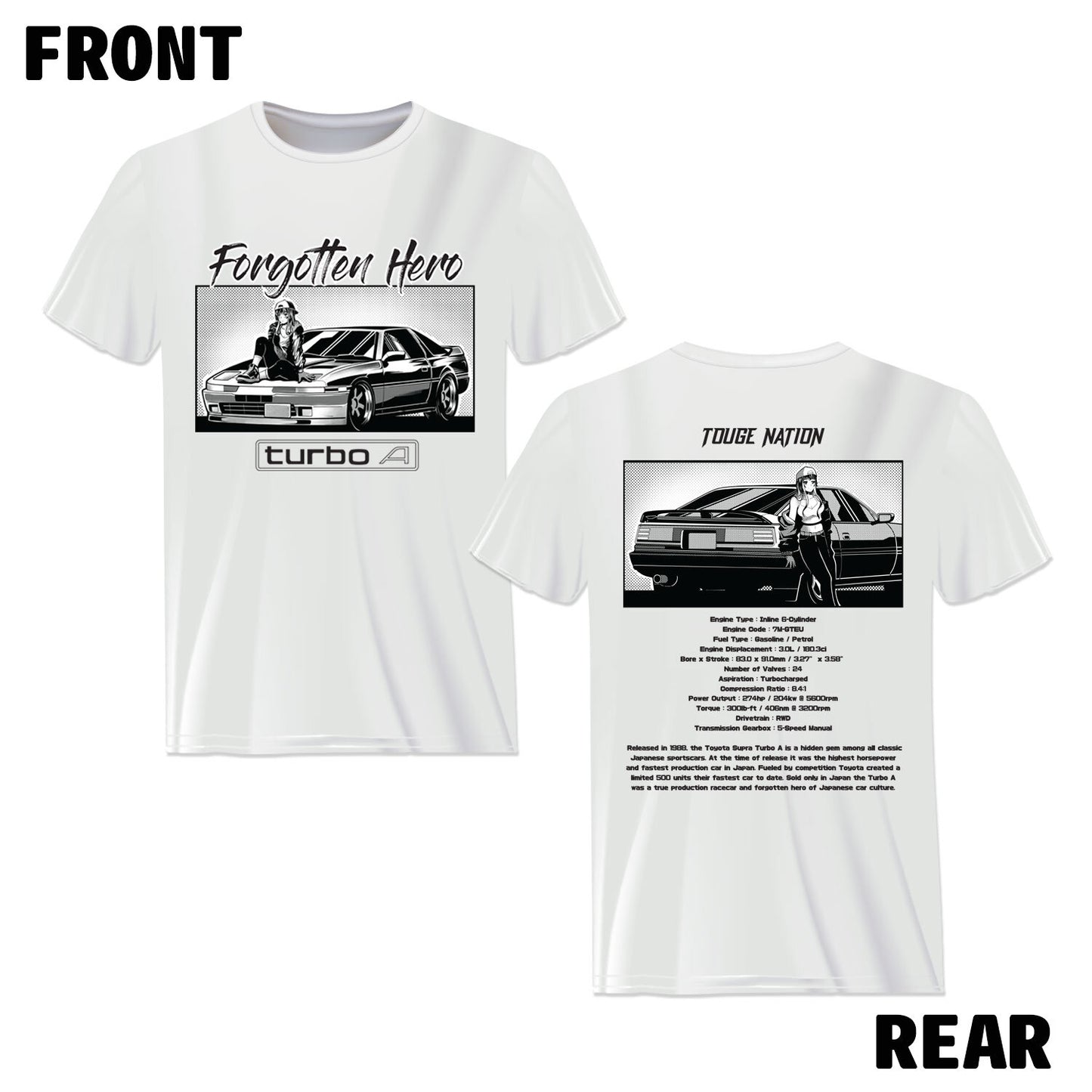 FORGOTTEN HERO SERIES T-SHIRT : TOYOTA SUPRA MK3 (TURBO A)